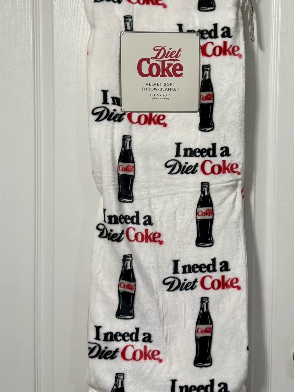 Diet Coke White Velvet-Soft Throw Blanket